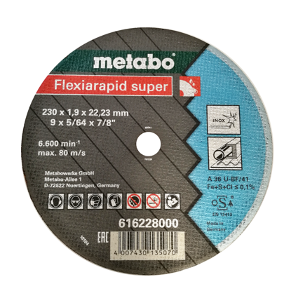 Picture of METABO DISCO CORTE METAL #616228 (9X5/64X7/8)LISO 
